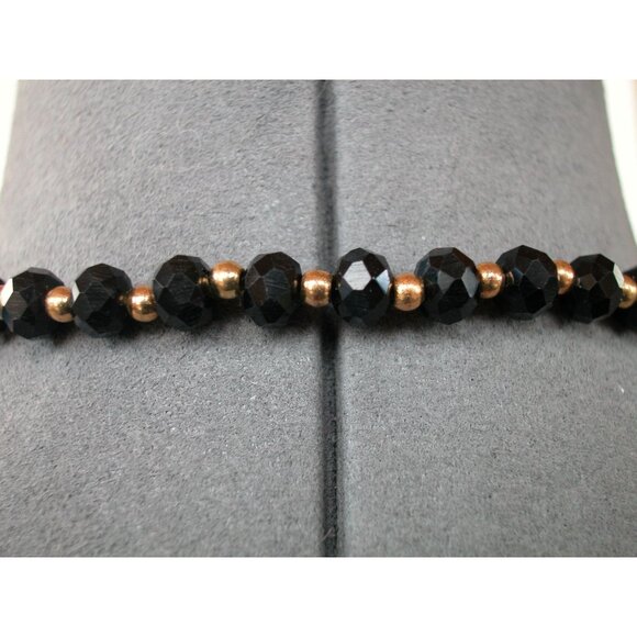 Gold Tone & Black Beaded Necklace,  Elephant Pendant 28" Chain, 2.5" x 1.5" Pend - Picture 4 of 4